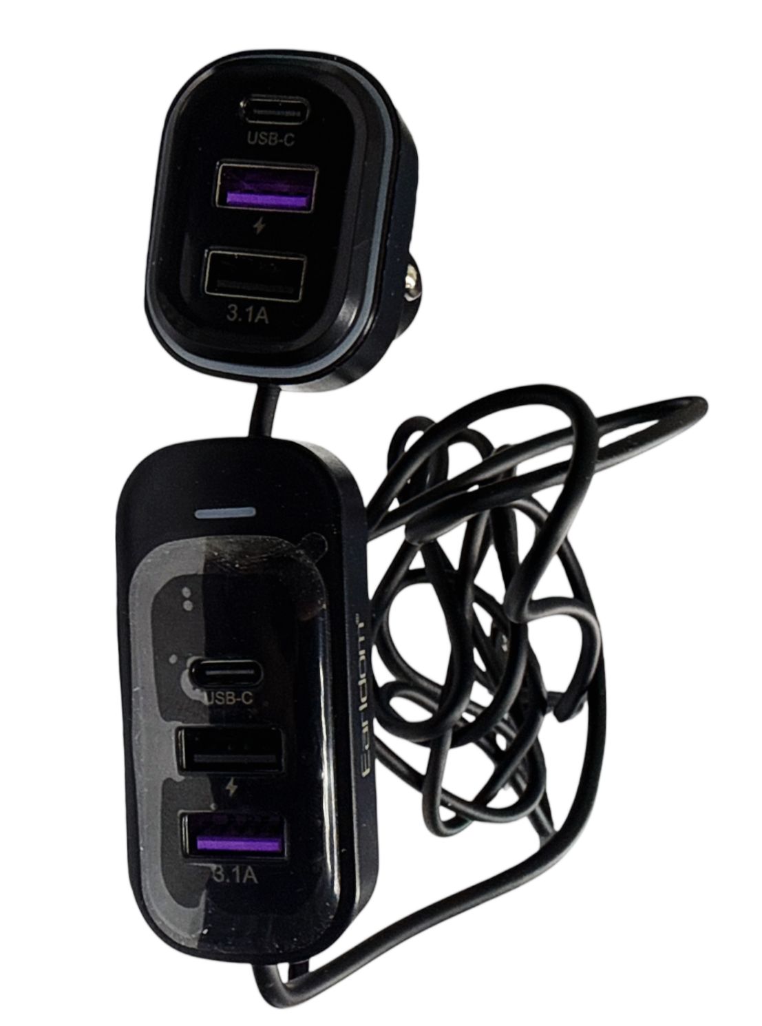 Earldom 66W 6-in-1 Fast Car Charger | Dual USB-A + USB-C | 12–24V