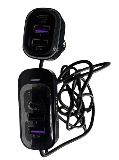 Earldom 66W 6-in-1 Fast Car Charger | Dual USB-A + USB-C | 12–24V