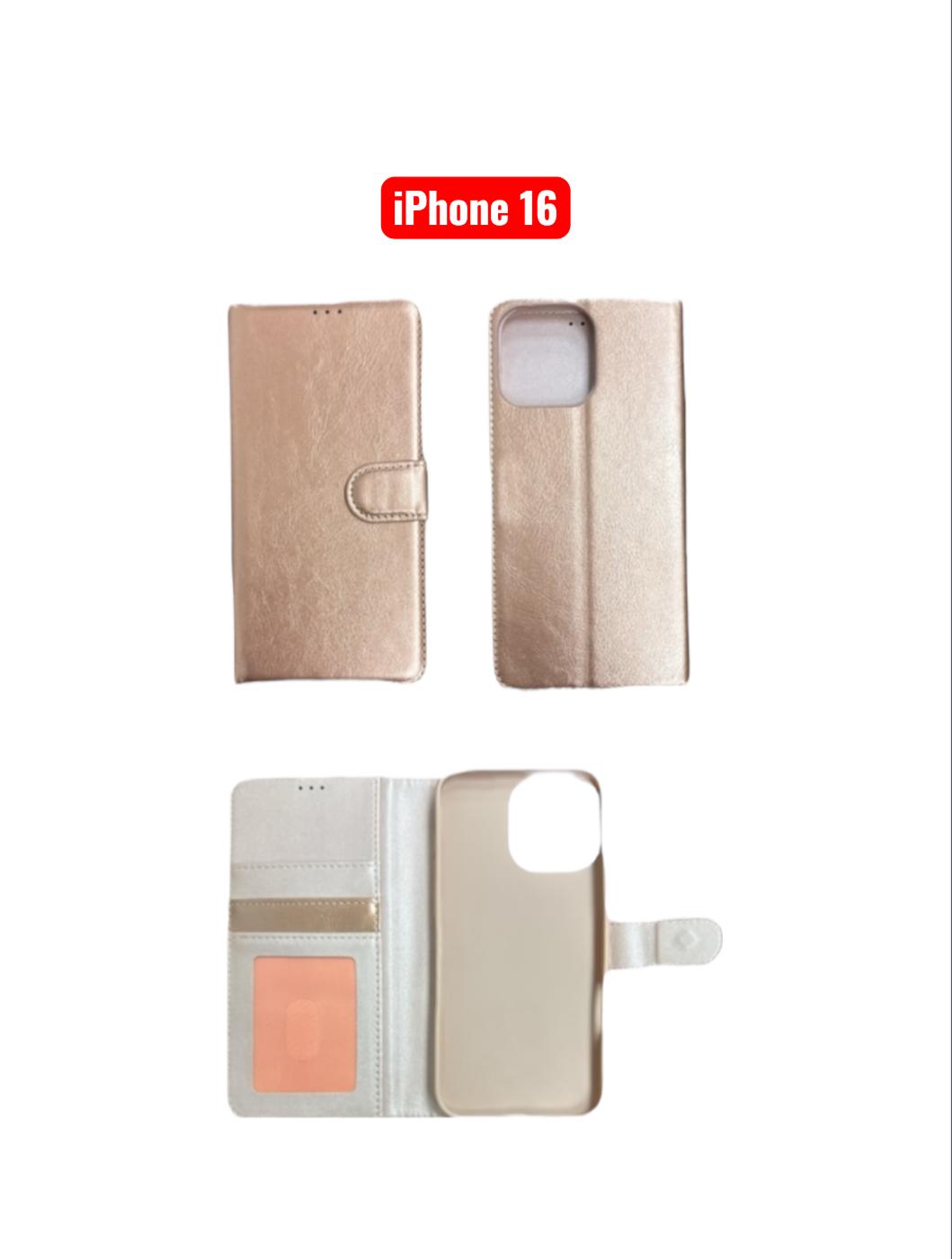 iPhone 16 Wallet Case | Flip Cover Card Holder Black Red Rose Gold Purple Blue Pink