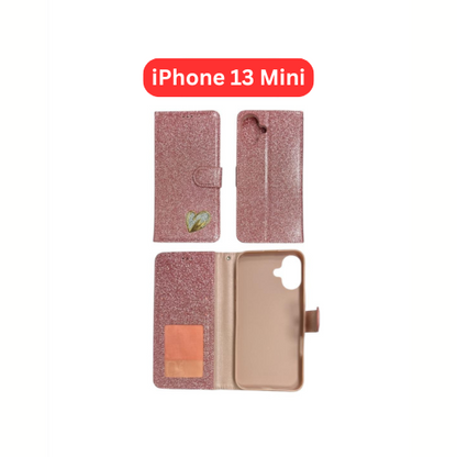 iPhone 13 Mini Heart Shiny Case | Glitter Cover Gold Red Black Blue Purple