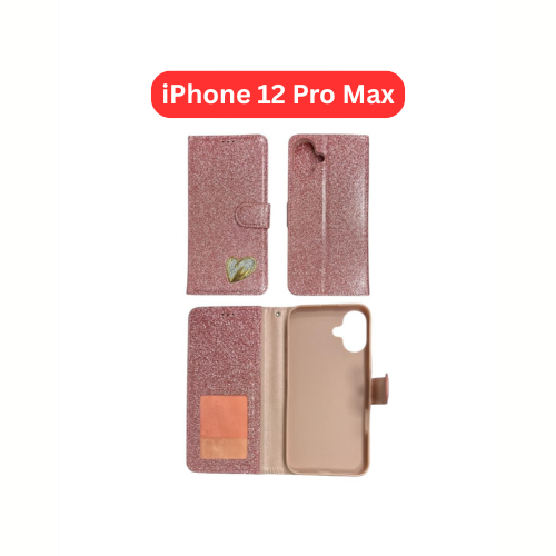 iPhone 12 Pro Max Heart Shiny Case | Glitter Cover Gold Red Black Blue Purple
