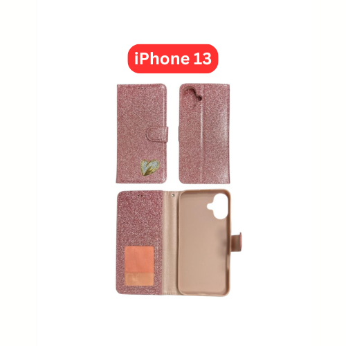 iPhone 13 Heart Shiny Case | Glitter Cover Gold Red Black Blue Purple