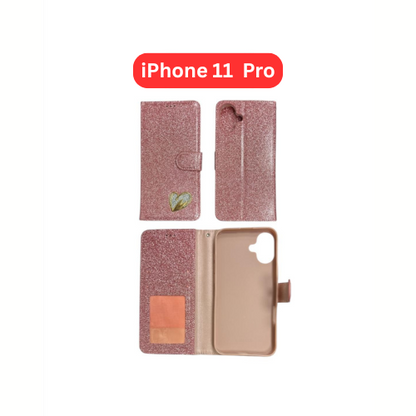 iPhone 11 Pro Heart Shiny Case | Glitter Cover Gold Red Blue Purple RoseGold