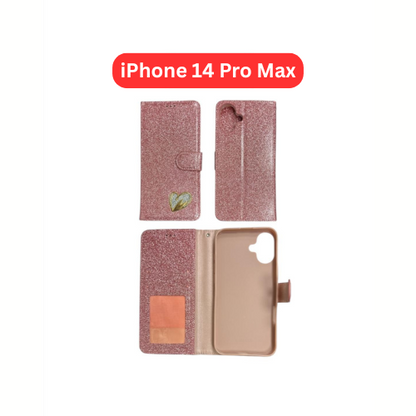 iPhone 14 Pro Max Heart Shiny Case | Glitter Cover Gold Red Black Blue Purple