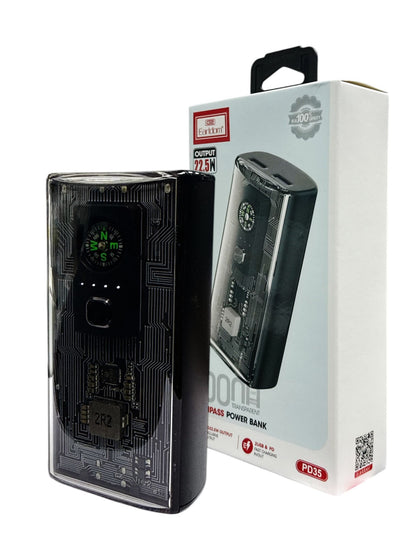 Earldom PD35 10000mAh Compass Powerbank – 22.5W Fast Charging | Dual USB + PD