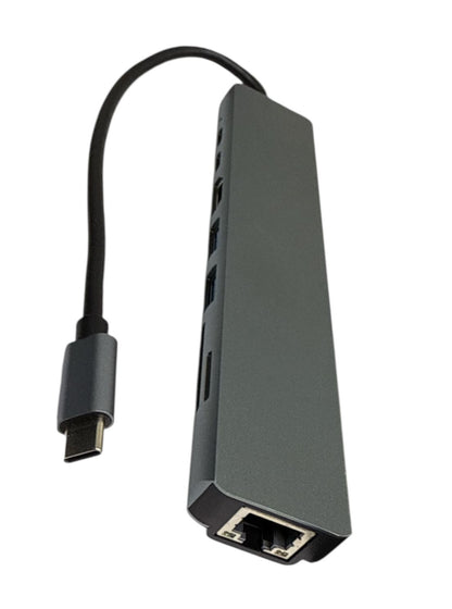 AHL Type-C 8-in-1 Hub | 4K HDMI + 2 USB + RJ45 + SD/TF + USB-C Adapter