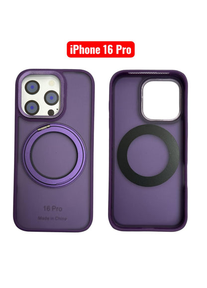 iPhone 16 Pro Skin Ring Case | Magnetic Stand Holder Cover Black Purple Grey Green
