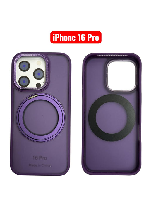 iPhone 16 Pro Skin Ring Case | Magnetic Stand Holder Cover Black Purple Grey Green