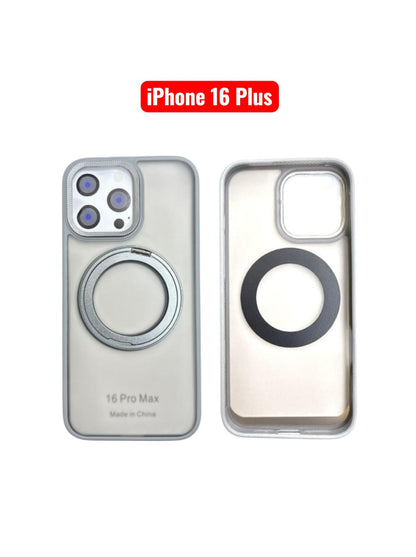 iPhone 16 Plus Skin Ring Case | Magnetic Stand Holder Cover Black Purple Grey Green