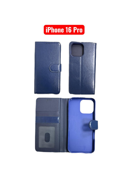 iPhone 16 Pro Wallet Case | Flip Cover Card Holder Black Red Rose Gold Purple Blue Pink