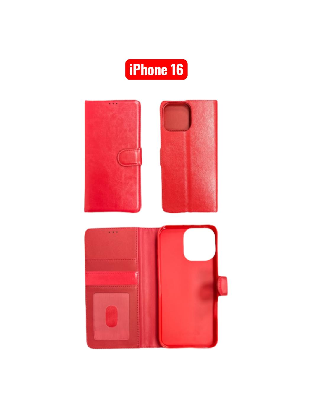 iPhone 16 Wallet Case | Flip Cover Card Holder Black Red Rose Gold Purple Blue Pink