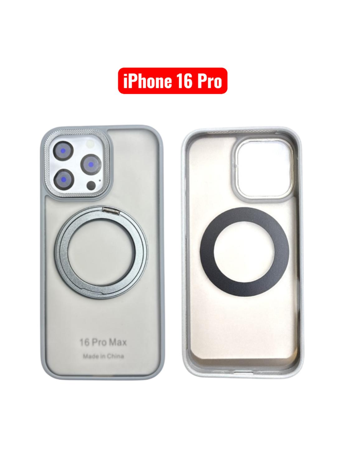 iPhone 16 Pro Skin Ring Case | Magnetic Stand Holder Cover Black Purple Grey Green