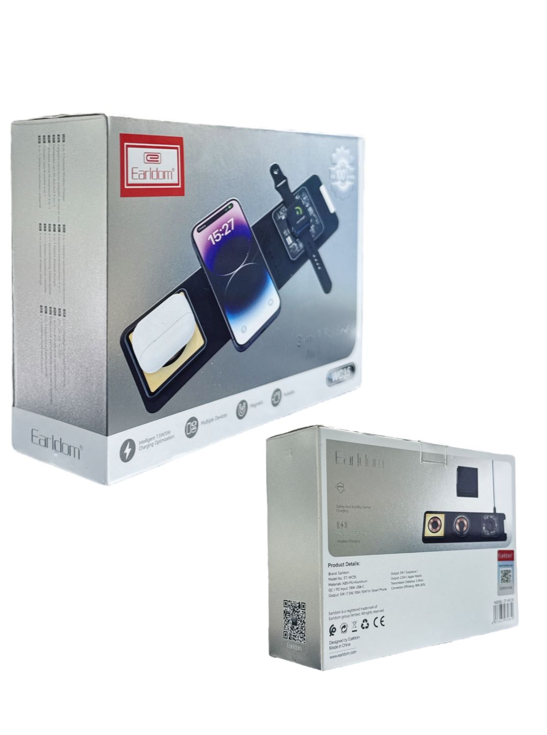 Earldom WC35 3-in-1 Foldable Wireless Charger | 5W–15W Fast Charging Dock