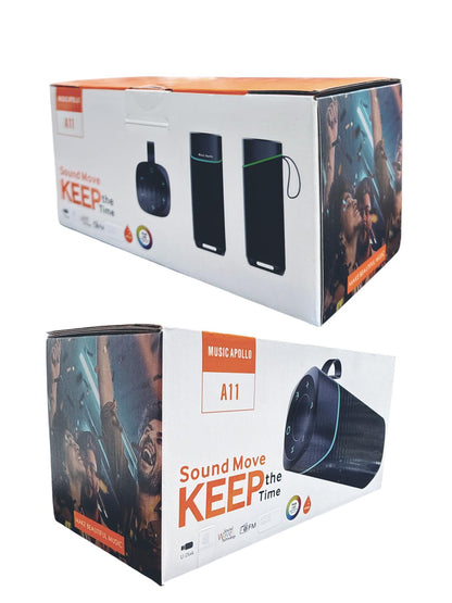 Music Apollo A11 Portable Speaker RGB LED Sound Waves Tech