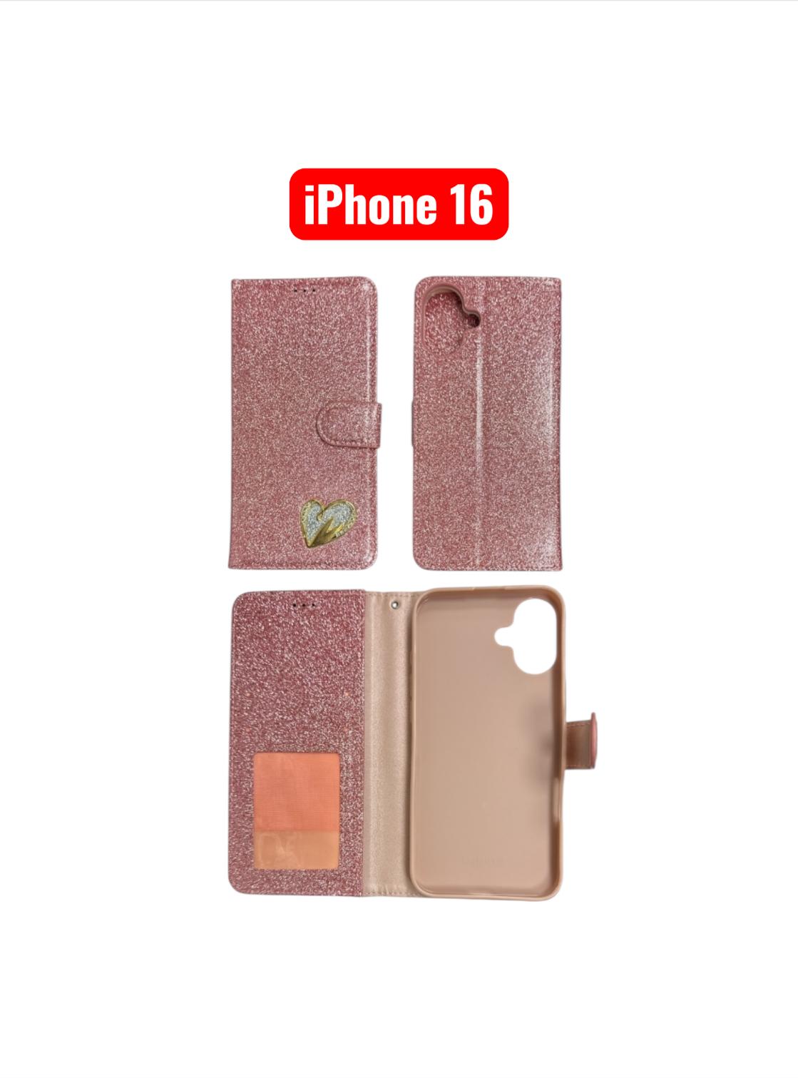 iPhone 16 Heart Shiny Case | Glitter Cover Gold Red Black Blue Purple Grey Rose Gold