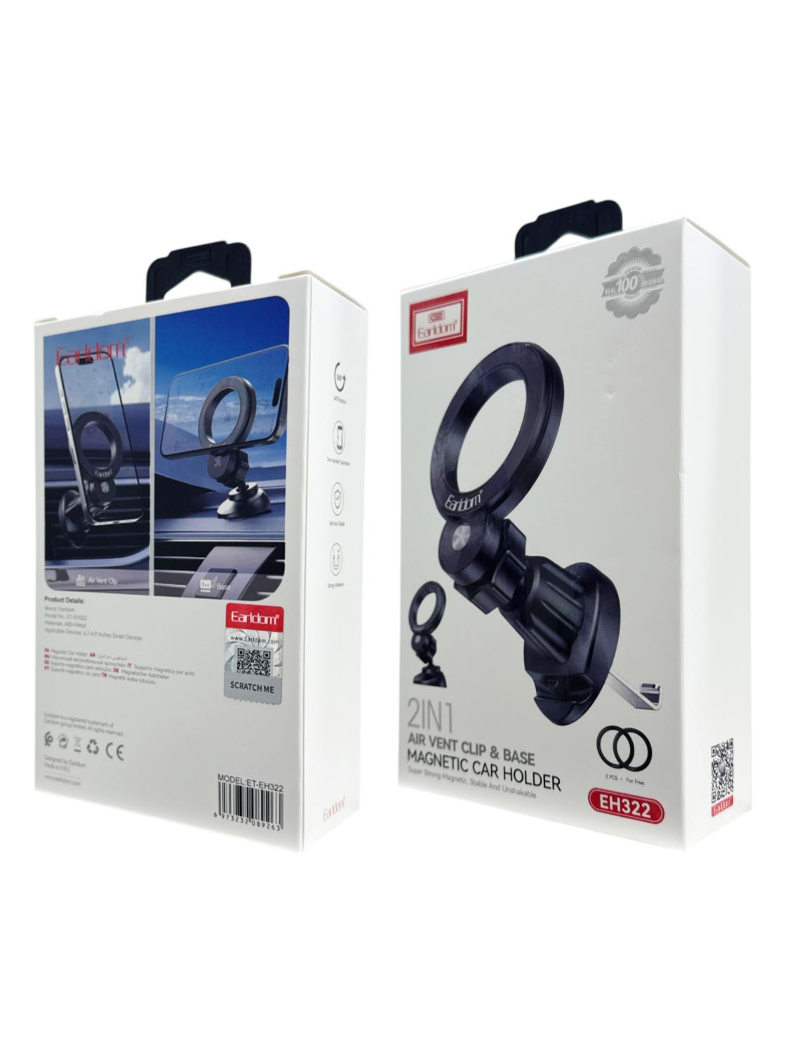 Earldom EH322 2-in-1 Air Vent Clip & Base Magnetic Car Phone Holder