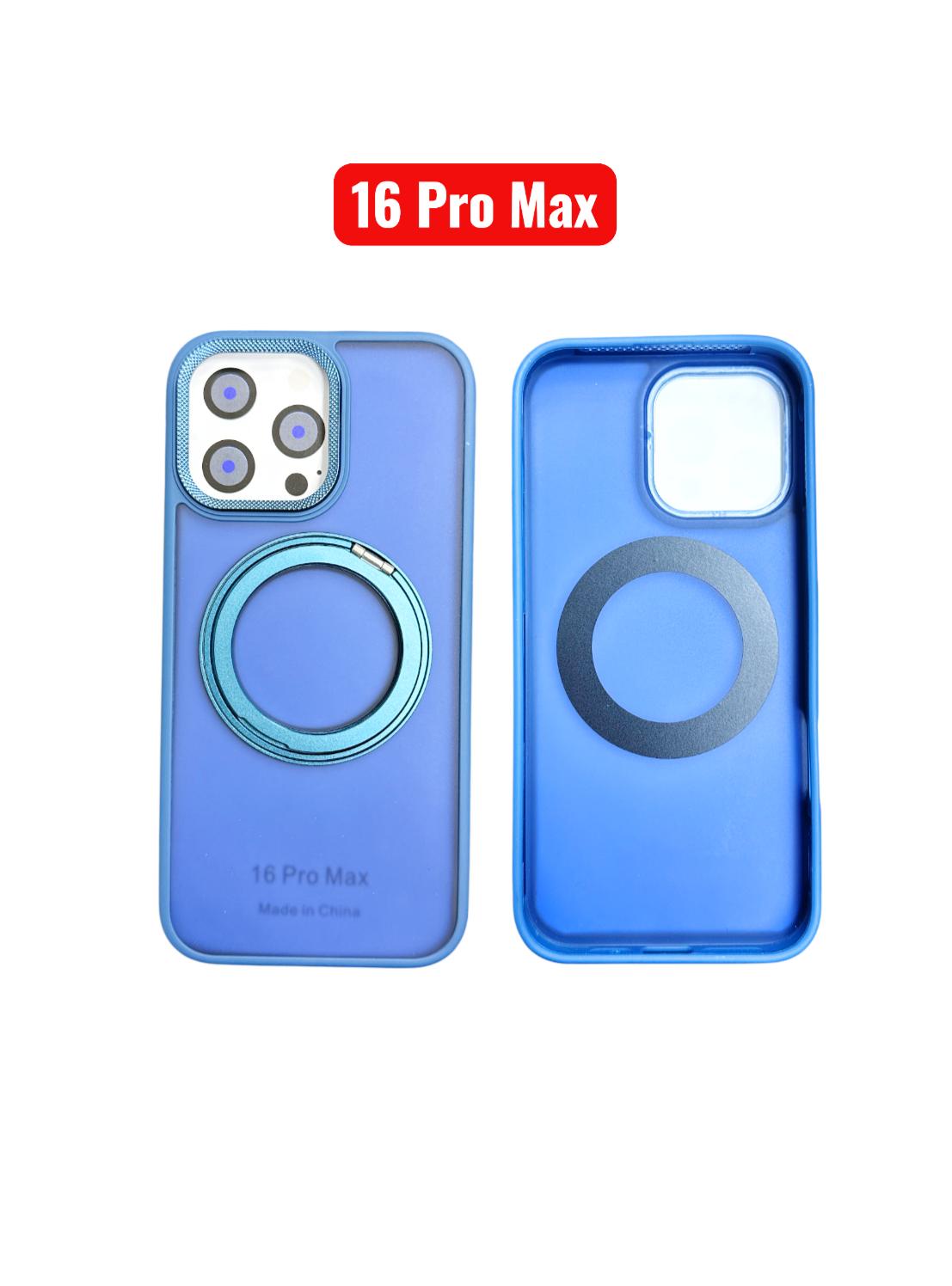 iPhone 16 Pro Max Skin Ring Case | Magnetic Stand Holder Cover Black Blue Grey