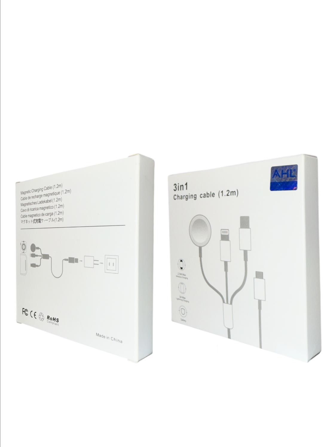 AHL 3 in 1 Charging Cable 1.2m USB C Lightning Megnatic