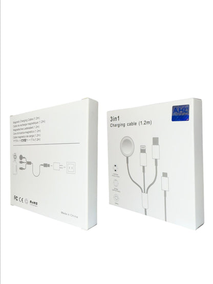 AHL 3 in 1 Charging Cable 1.2m USB C Lightning Megnatic