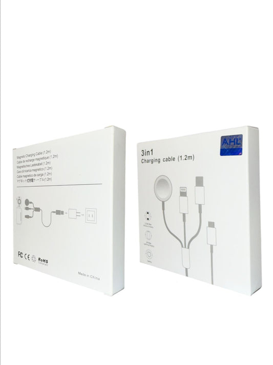 AHL 3 in 1 Charging Cable 1.2m USB C Lightning Megnatic