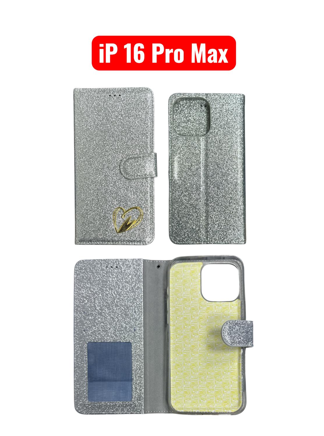 iPhone 16 Pro Max Heart Shiny Case | Glitter Cover Gold Red Black Blue Purple