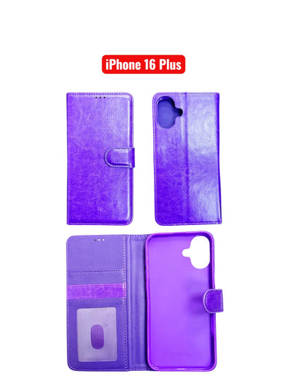 iPhone 16 Plus Wallet Case | Flip Cover Card Holder Black Red Rose Gold Purple Blue Pink