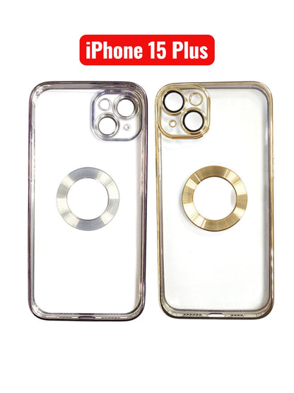 iPhone 15 Plus CD Line Electroplate TPU Case | Purple Pink Gold Blue Black Silver Green