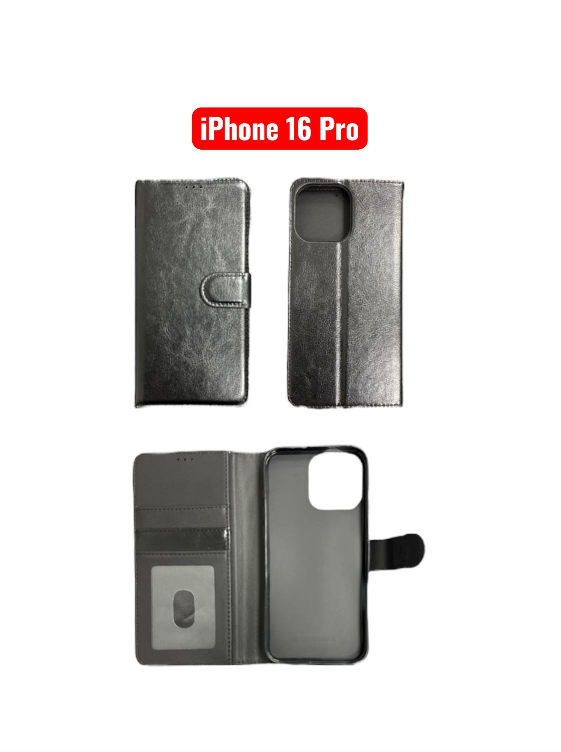 iPhone 16 Pro Wallet Case | Flip Cover Card Holder Black Red Rose Gold Purple Blue Pink