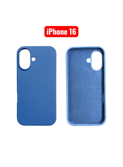 iPhone 16 Silicone Case | Soft Protective Cover – Blue, Black, Pink