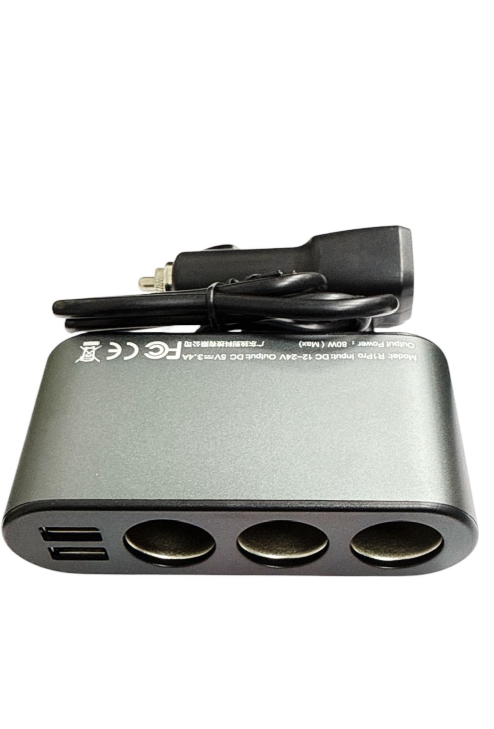 DUDAO R1Pro Car Charger 80W | Dual USB + 3 Cigarette Lighter Ports | 12–24V