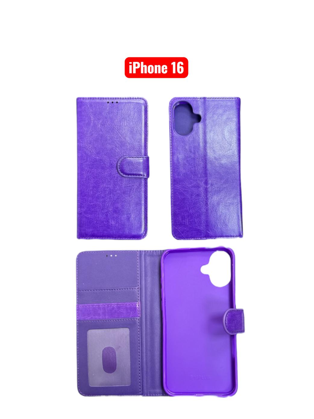 iPhone 16 Wallet Case | Flip Cover Card Holder Black Red Rose Gold Purple Blue Pink