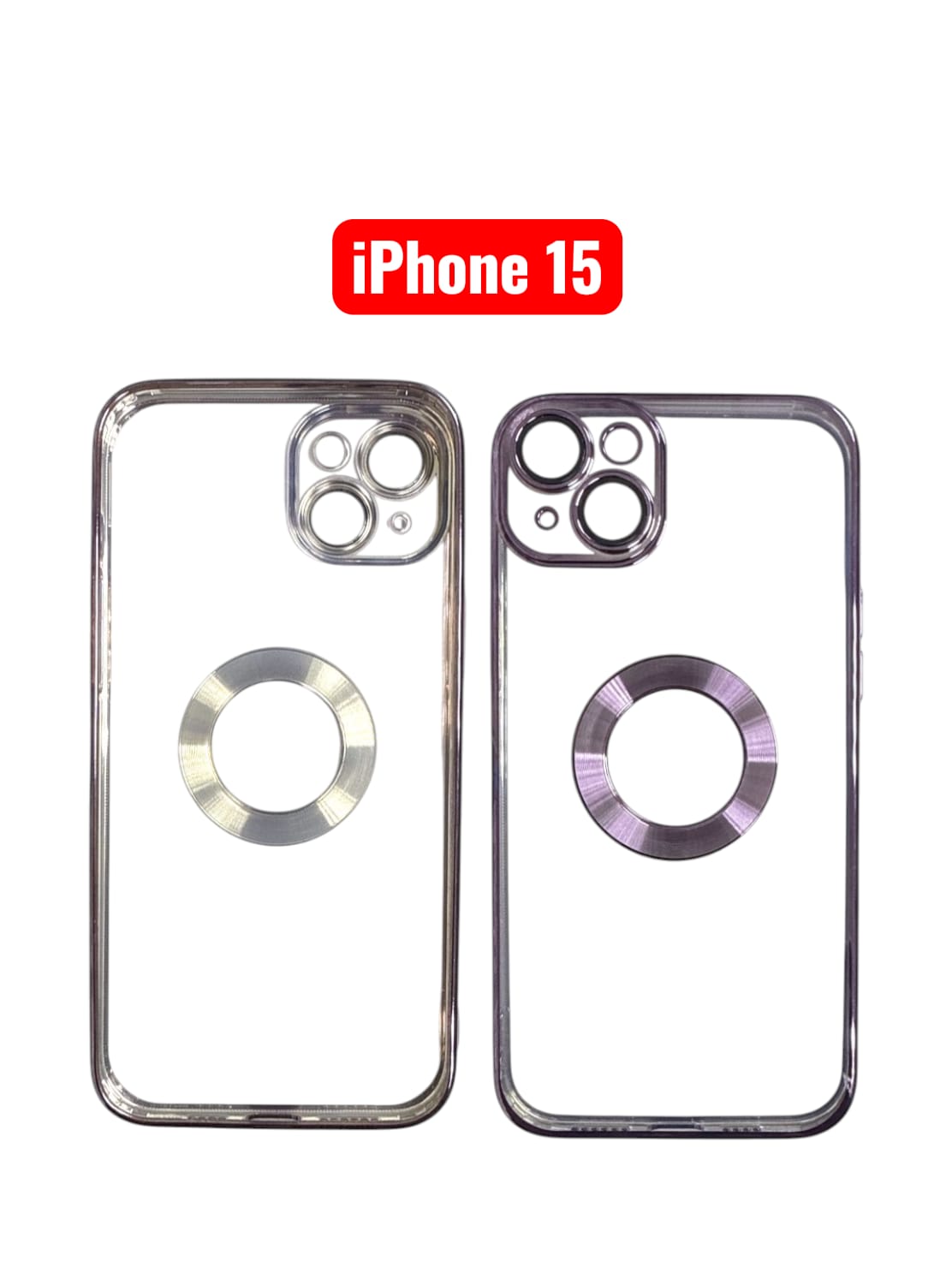 iPhone 15 CD Line Electroplate TPU Case | Purple Pink Gold Blue Black Silver Green