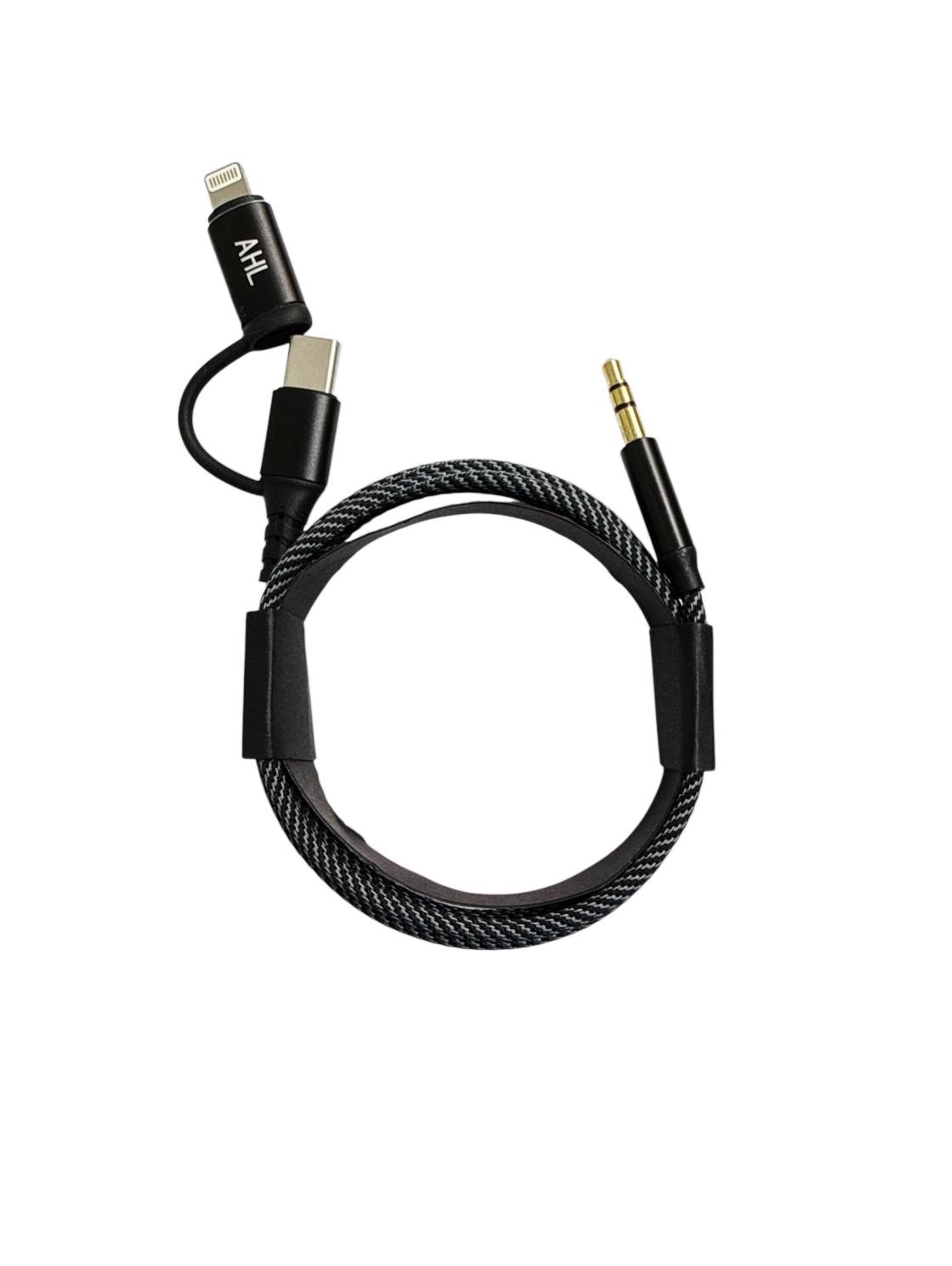 AHL SX-891 Type-C + Lightning to 3.5mm AUX Cable | 100cm Stereo Audio Lead