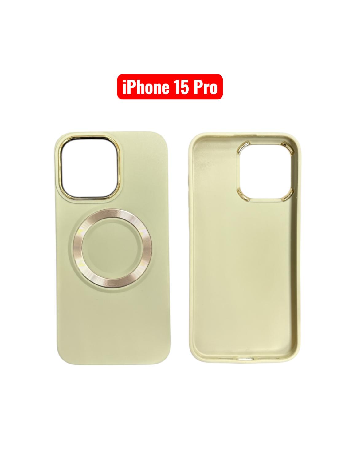 iPhone 15 Pro TPU Magnetic Case | White Brown Green Blue Pink Slim Shockproof Cover