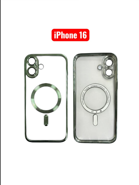 iPhone 16 Magnetic Electroplating TPU Case | Silver Black Rose Gold Blue Green Gold