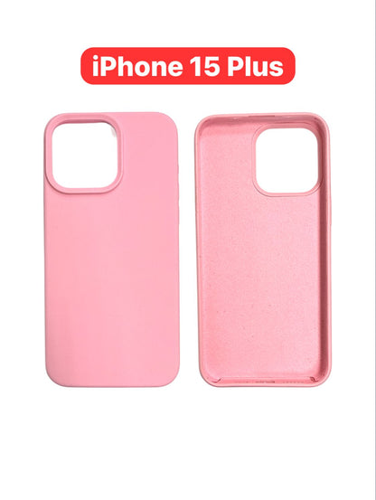 iPhone 15 Plus Silicone Case | Orange Pink Purple Teal Green Navy Yellow Cover