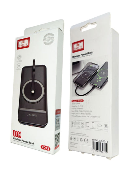 Earldom PD13 1000mAh Wireless Power Bank | 15W Fast Charging | Lightning