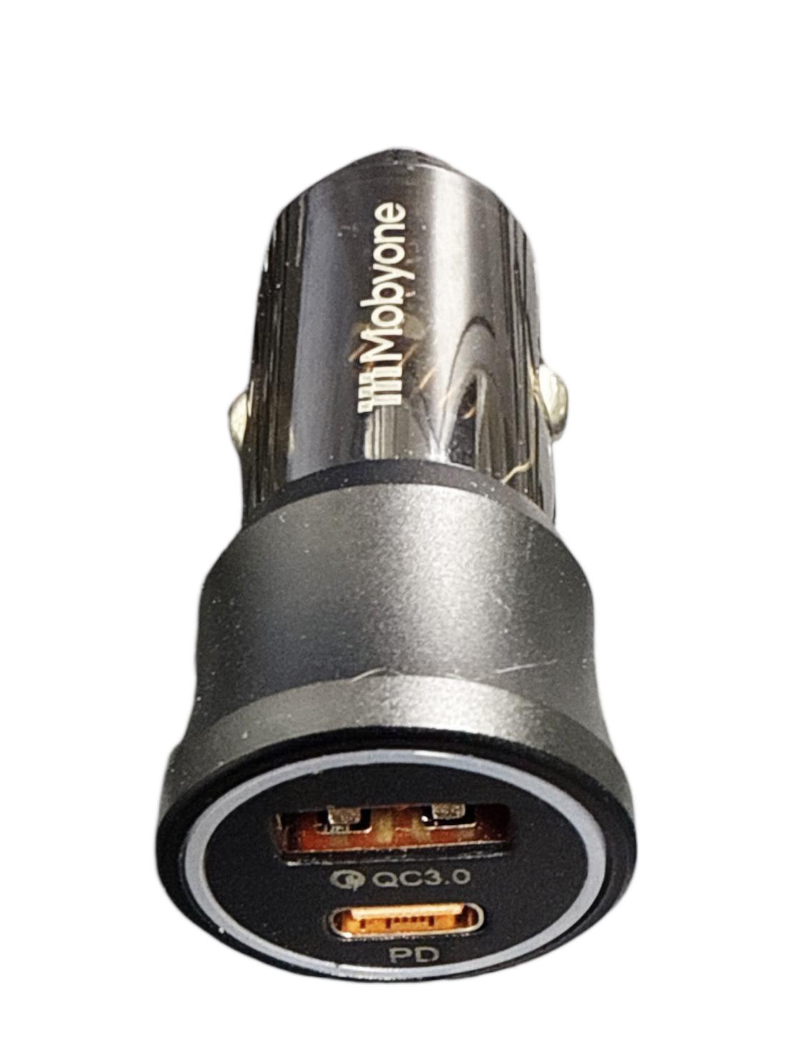 Mobyone Model 12 Car Charger | Dual USB-A & USB-C 38W | 12–32V Fast Charge