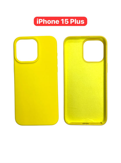 iPhone 15 Plus Silicone Case | Orange Pink Purple Teal Green Navy Yellow Cover