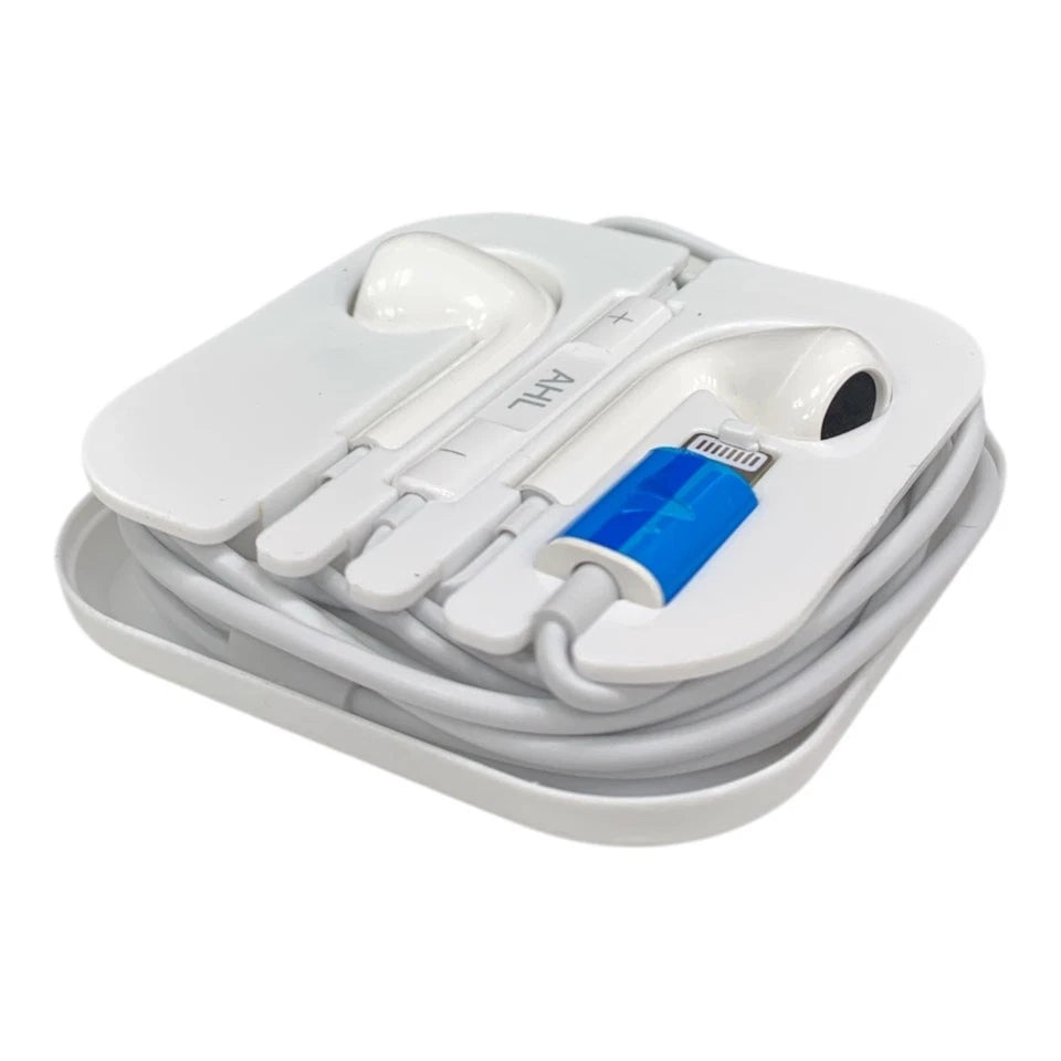 AHL Wired Earphones with 8-Pin Connector | Compatible with iPhone 7–13 | White
