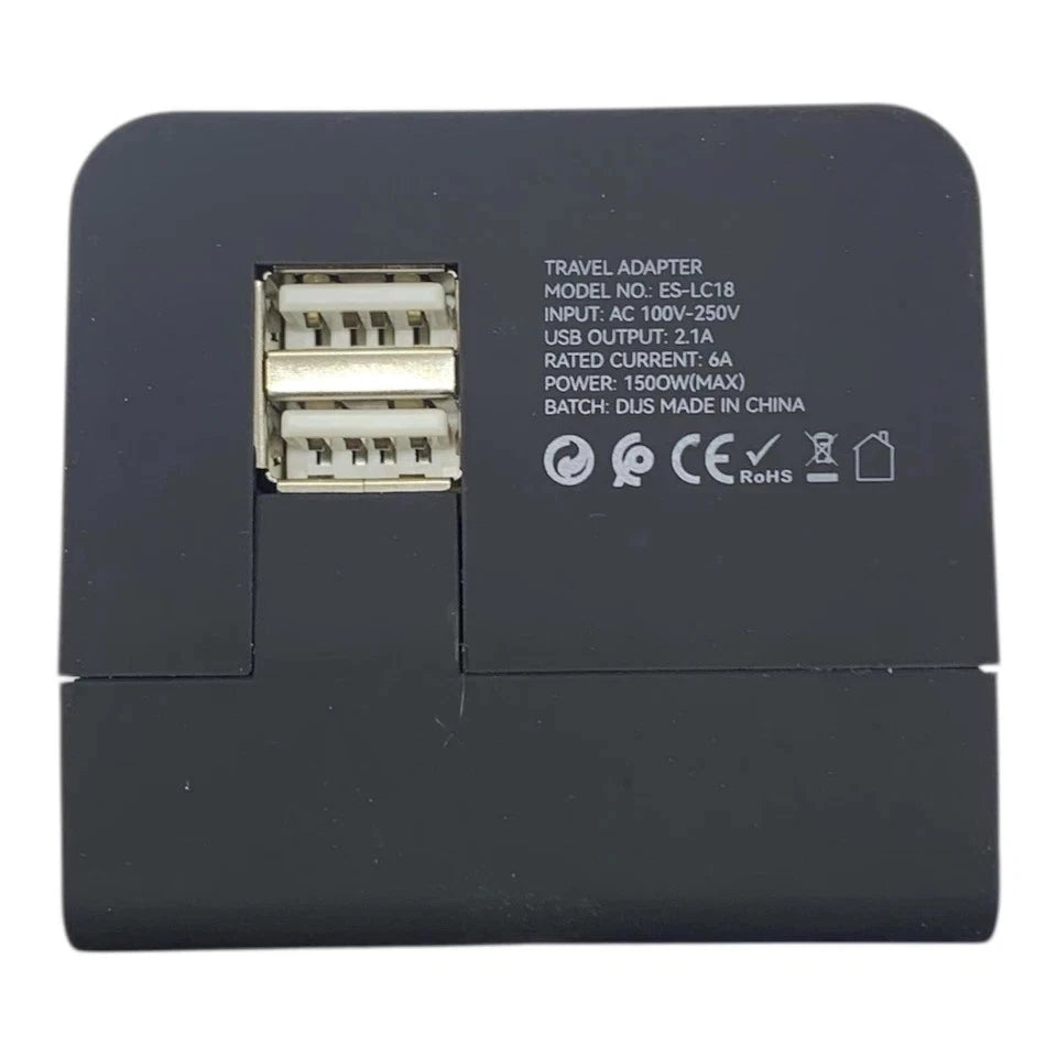 Earldom LC18 Universal Travel Adapter | 1500W | USB Fast Charger